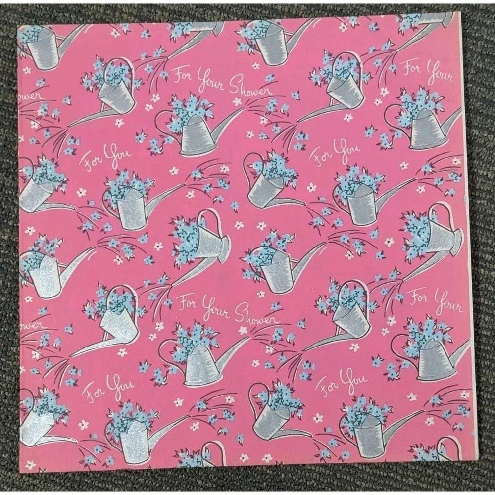 Vtg Bridal Wedding Shower Wrapping Paper Squares Lot 5 Uncut 1950/60/70's